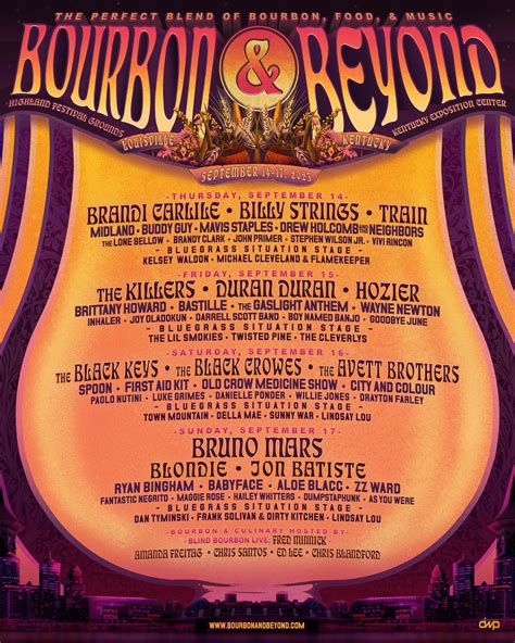 Bourbon and beyond 2024 - T he wait is over! Bourbon & Beyond has announced its 2024 lineup with Zach Bryan, Dave Matthews Band, Tyler Childers and Neil Young headlining.. The festival will be back at the Highland Festival ...